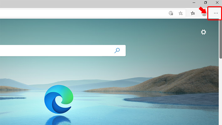 まずはEdgeを開き、画面右上にある「・・・（設定）」をクリックします。