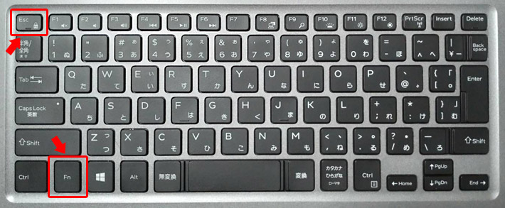 DELLのノートパソコンで、ファンクションキーとマルチメディアキーを切り替える方法は簡単です。キーボードの左下辺りにある「Fn」キーと、キーボードの左上にある「Esc」キーを同時に押します。
