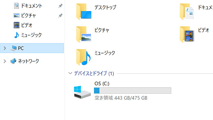 ストレージは512GBですが、起動直後のストレージの空き容量は443GBでした。これくらい空きがあれば、色々なアプリをインストールしたり、データを保存しても、余裕がありそうですね。