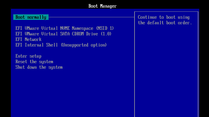さらにその後、Boot Managerが表示されてしまい、Windows 10のインストールが始まりません。