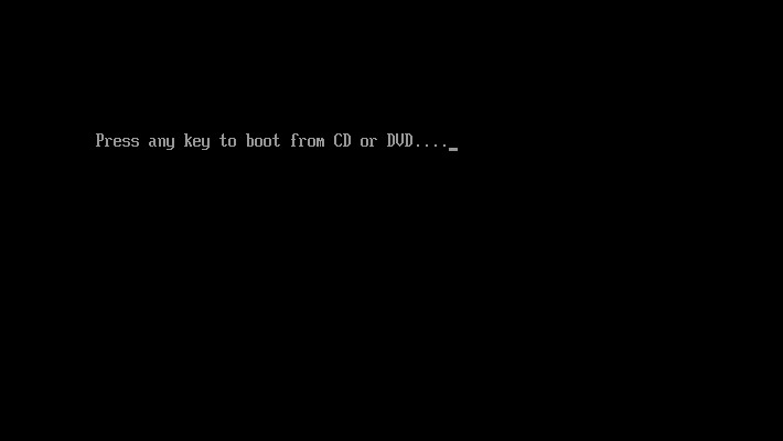 再起動したら、VMwareの画面内をクリックしておきましょう。「Press any key to boot from CD or DVD ...」という文字が表示されたら、何でも良いのでEnterなど適当なキーを押します。