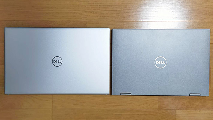 とても驚いたのは、15.6インチのディスプレイでありながら、私が昔購入したDELLの13.3インチのノートパソコンとほぼ同じ大きさということです。左が15.6インチの「DELL Inspiron 15(5515)」、右が13.3インチの「DELL Inspiron 13 5000 2 in 1(5378)」です。